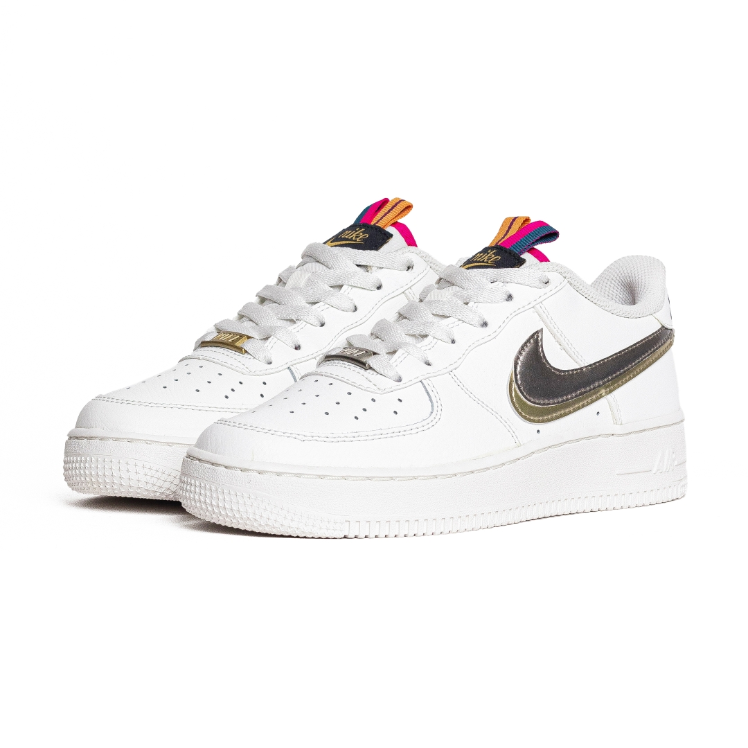 Nike Air Force 1 LV8 Double Swoosh Silver Gold GS DH9595-001