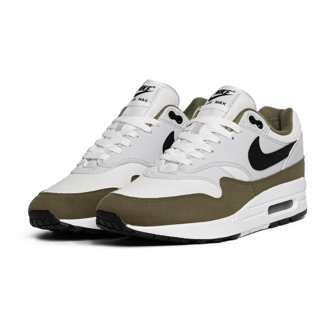 Nike Air Max 1 White Black Medium Olive Men FD9082 102