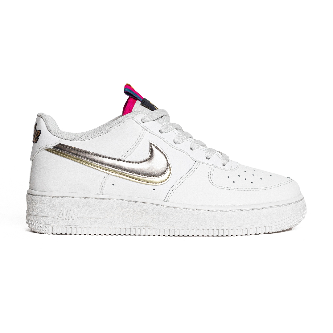 Nike Air Force 1 LV8 Double Swoosh Silver Gold GS DH9595-001